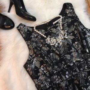 Metallic Damask Party Cocktail Dress